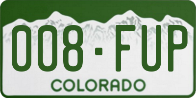 CO license plate 008FUP