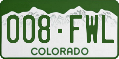 CO license plate 008FWL