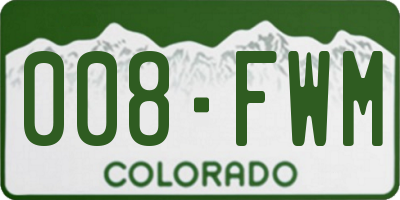 CO license plate 008FWM