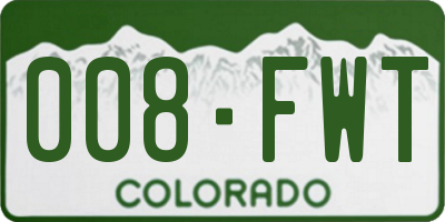 CO license plate 008FWT