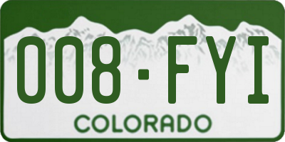 CO license plate 008FYI