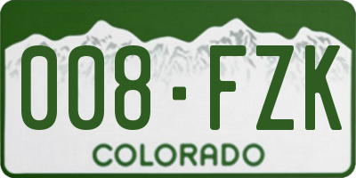CO license plate 008FZK
