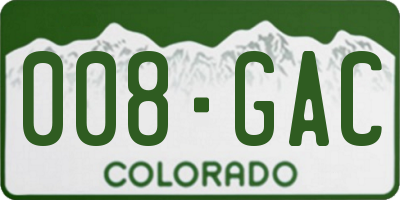 CO license plate 008GAC