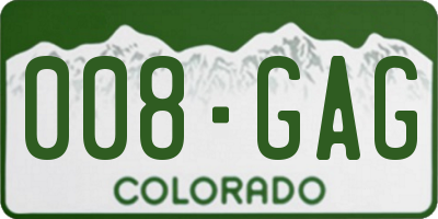 CO license plate 008GAG