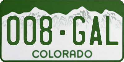 CO license plate 008GAL