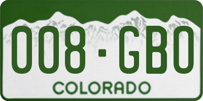 CO license plate 008GBO