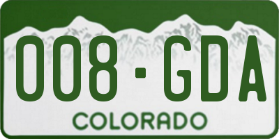 CO license plate 008GDA