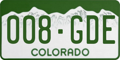 CO license plate 008GDE