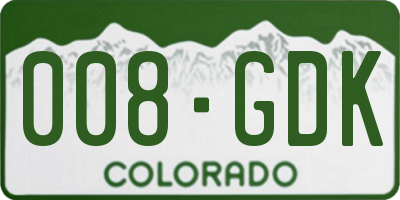CO license plate 008GDK