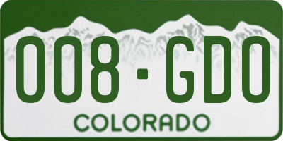 CO license plate 008GDO