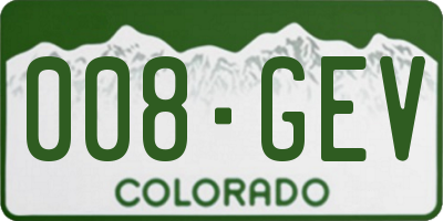 CO license plate 008GEV