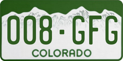 CO license plate 008GFG