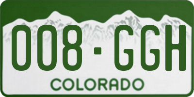 CO license plate 008GGH