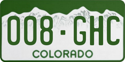 CO license plate 008GHC