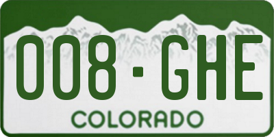 CO license plate 008GHE