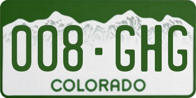 CO license plate 008GHG