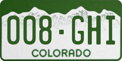 CO license plate 008GHI