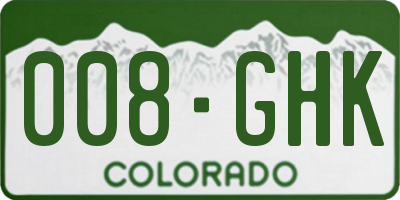 CO license plate 008GHK