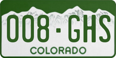 CO license plate 008GHS