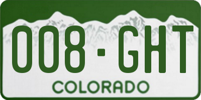 CO license plate 008GHT
