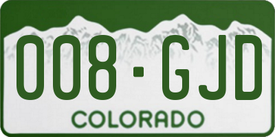 CO license plate 008GJD