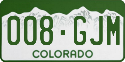 CO license plate 008GJM