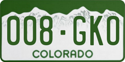 CO license plate 008GKO