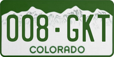 CO license plate 008GKT