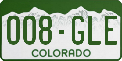 CO license plate 008GLE