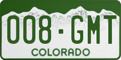 CO license plate 008GMT