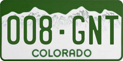 CO license plate 008GNT