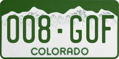 CO license plate 008GOF