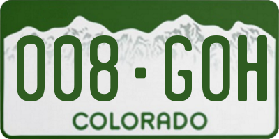 CO license plate 008GOH