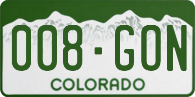 CO license plate 008GON