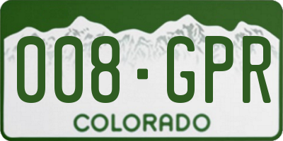 CO license plate 008GPR
