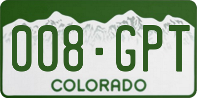 CO license plate 008GPT