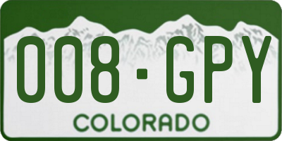 CO license plate 008GPY
