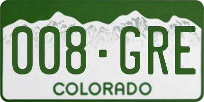 CO license plate 008GRE