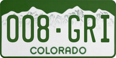 CO license plate 008GRI