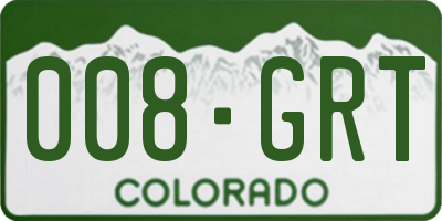 CO license plate 008GRT