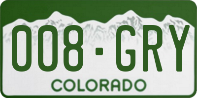 CO license plate 008GRY