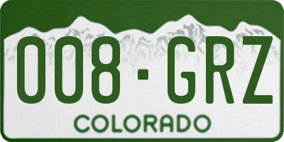 CO license plate 008GRZ