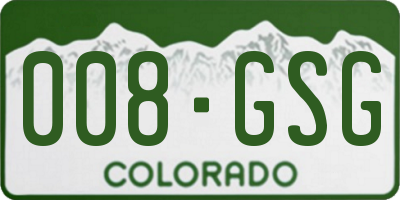 CO license plate 008GSG