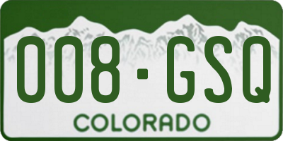 CO license plate 008GSQ