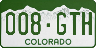 CO license plate 008GTH