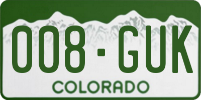 CO license plate 008GUK