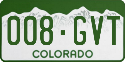 CO license plate 008GVT