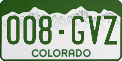 CO license plate 008GVZ