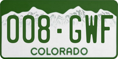 CO license plate 008GWF