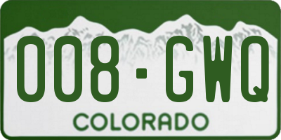 CO license plate 008GWQ